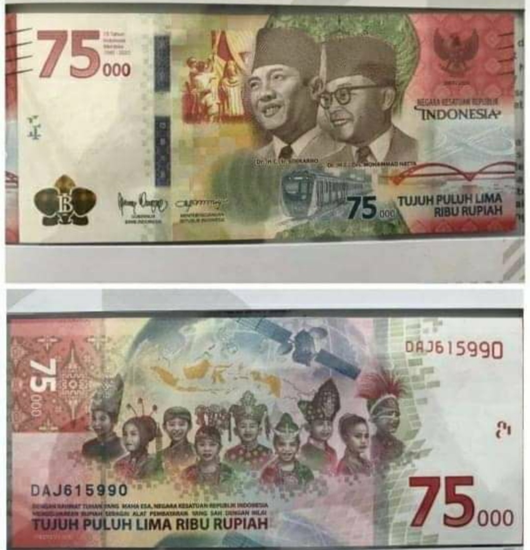 Uang Baru Pecahan 75 Ribu akan Beredar Besok, Bertepatan 75 Tahun HUT RI
