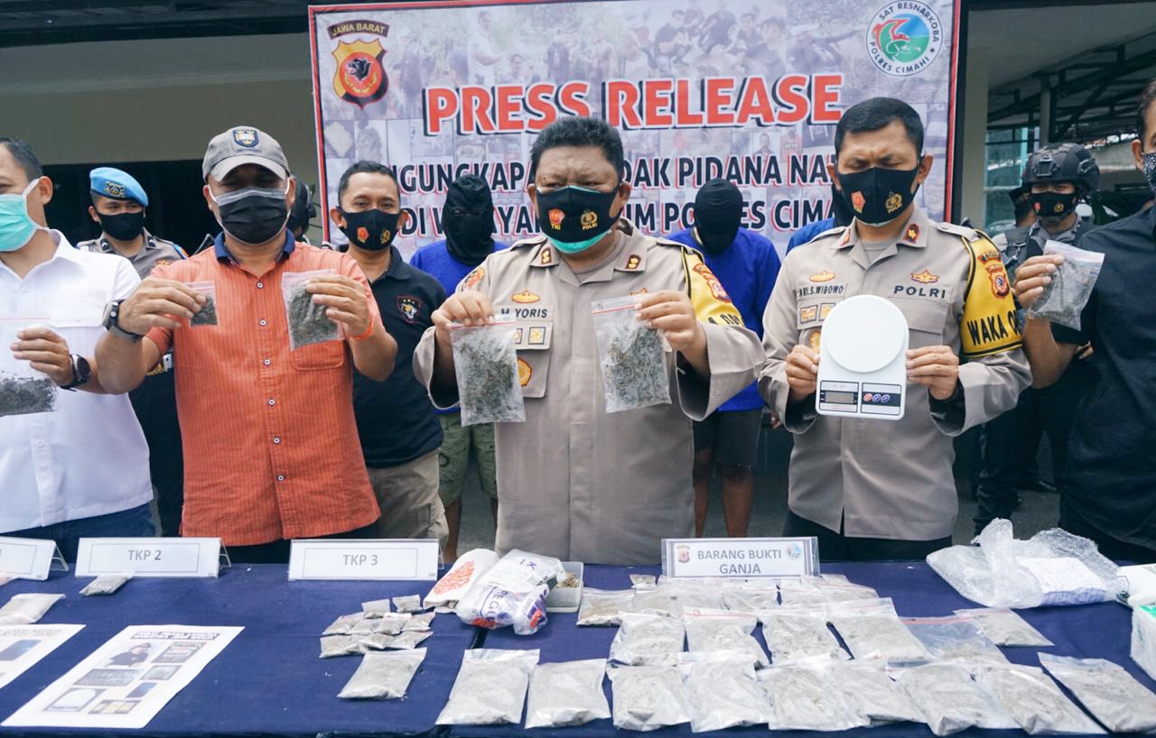 Polres Cimahi Polda Jabar Kembali Ungkap Kasus Tindak Pidana Penyalahgunaan Narkotika Jenis Ganja