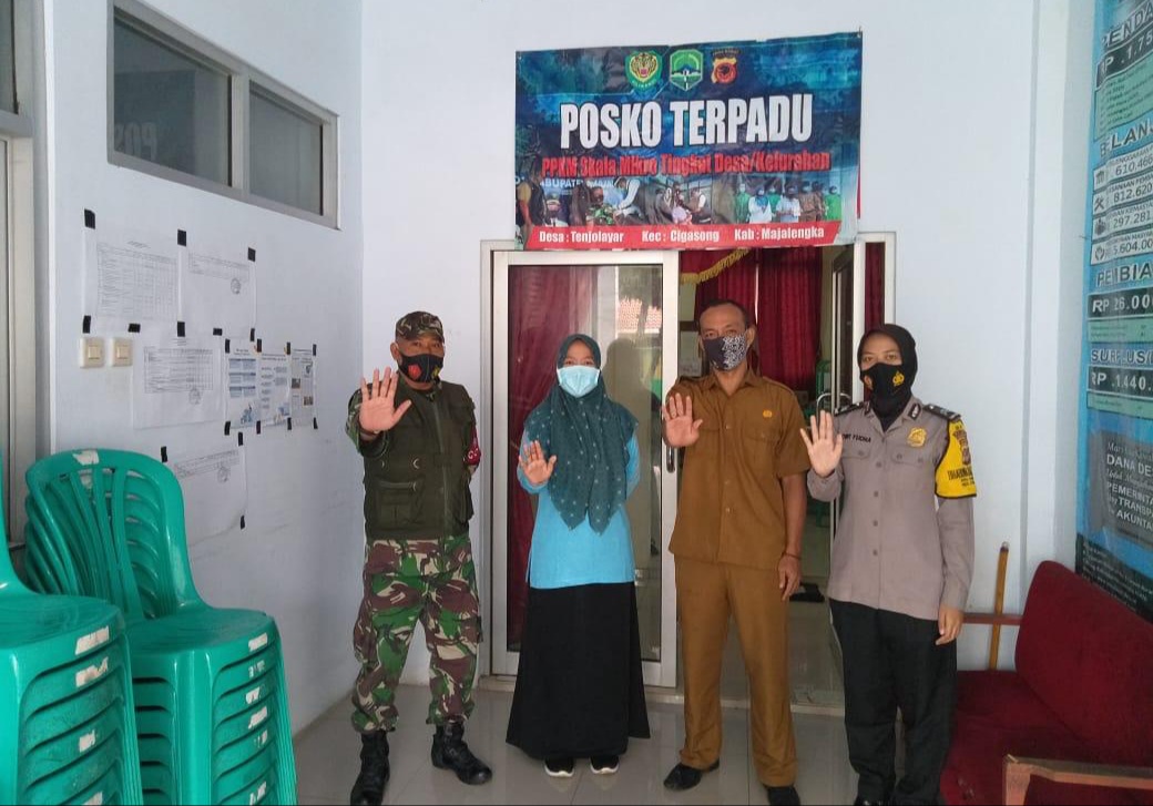 Sinergi Bhabinkamtibmas Bersama Babinsa Monitoring Posko Satgas Covid-19 di Wilkum Polres Majalengka Polda Jabar