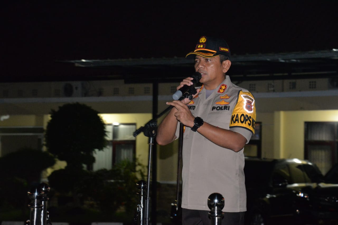 Antisipasi Virus Corona Covid-19, Kapolres Indramayu Pimpin Patroli Gabungan Skala Besar