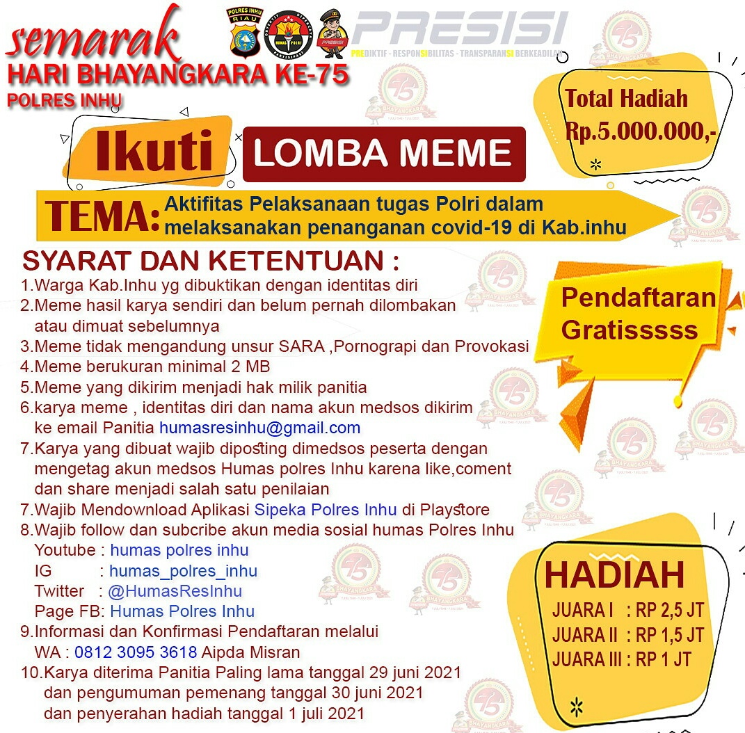Sambut Hari Bhayangkara Ke-75, Polres Inhu Gelar Lomba Meme