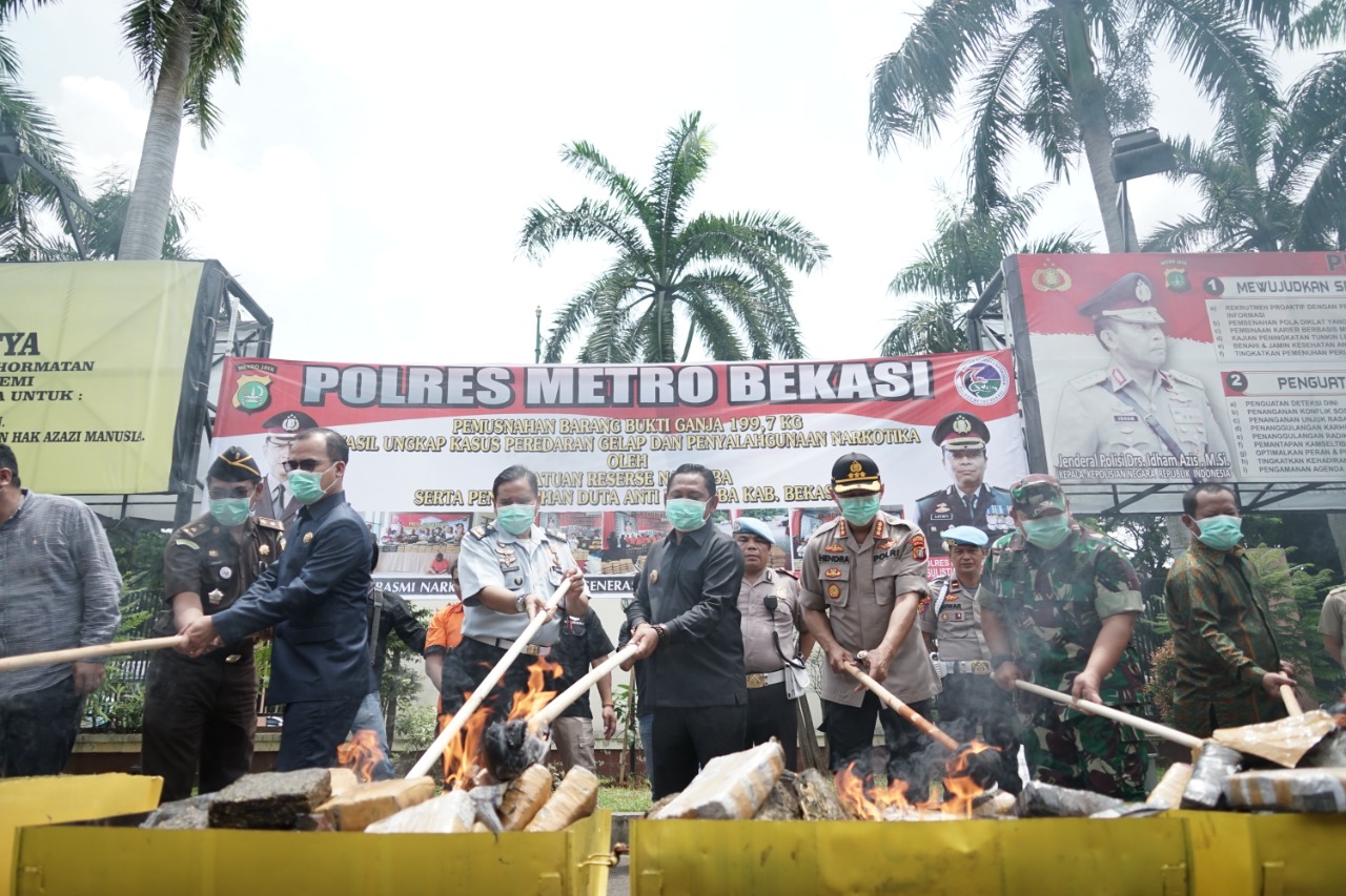 Polres Metro Bekasi Musnahkan Barang Bukti Narkotika Dalam Penanganan Kasus Awal Tahun