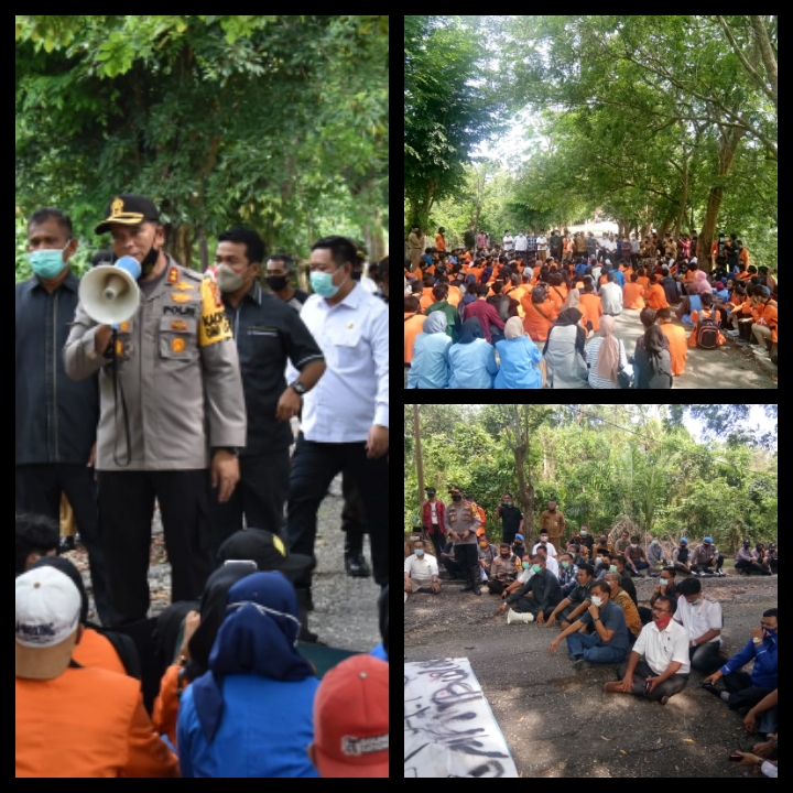 Ratusan Mahasiswa Inhu Seruduk Kantor DPRD Demo UU Cipta Kerja