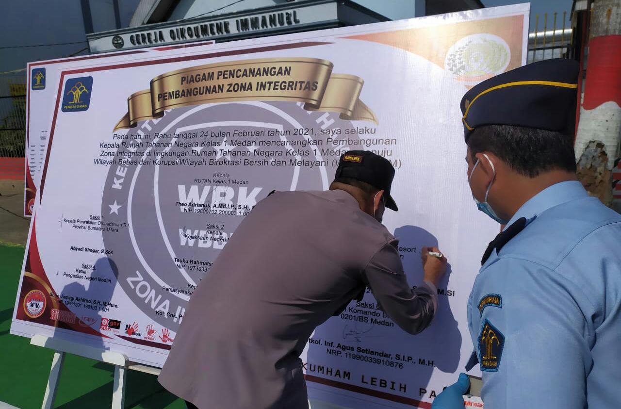 Pencanangan Zona Integritas Menuju Wilayah Bebas Korupsi di Rutan Kelas 1 Medan