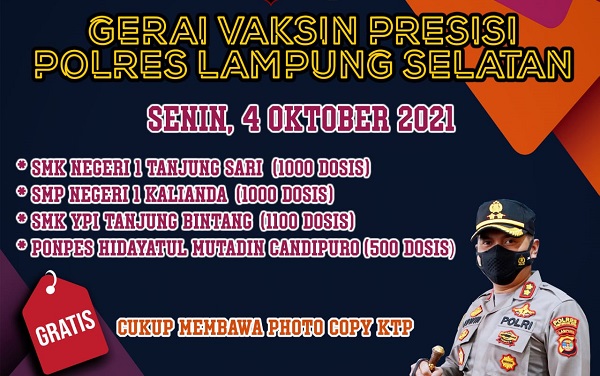 Polres Lamsel Kembali Gelar Vaksinasi Dibeberapa Lokasi