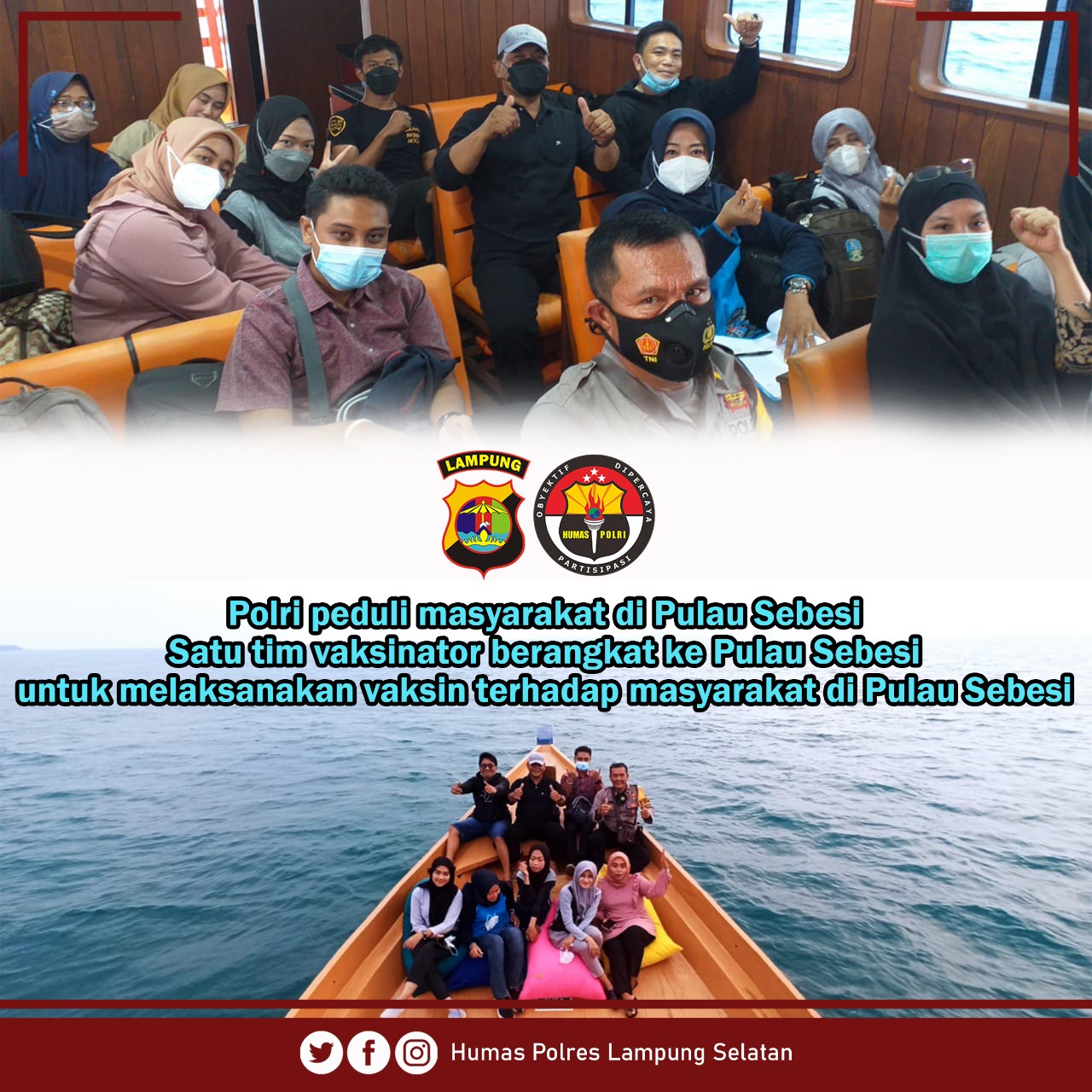 Relawan Vaksinator Bhayangkari Polres Lamsel, Berikan Pelayanan di Pulau Sebesi