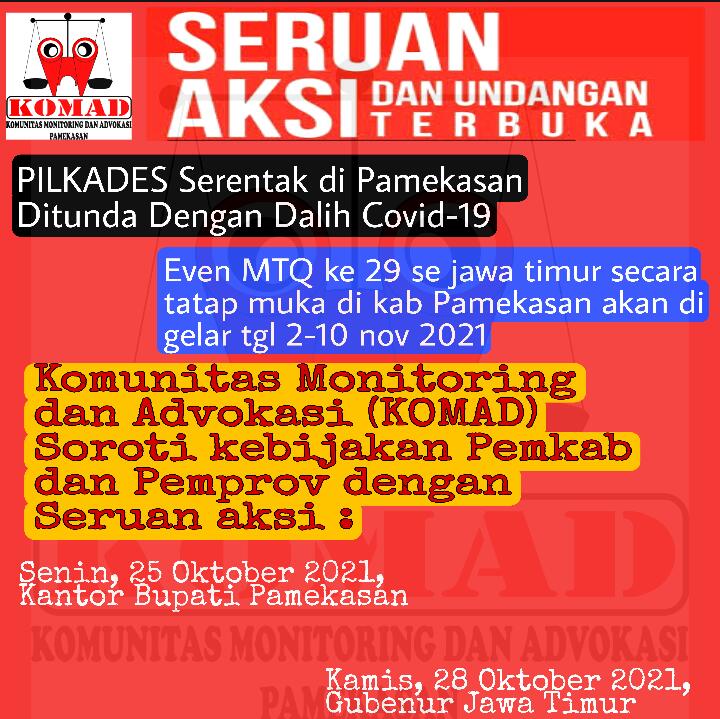 Pilkades Serentak di Tunda dengan Dalih Covid-19, KOMAD Soroti Pelaksanaan MTQ ke-29 Secara Tatap Muka
