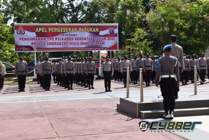 Geser Ratusan Personel Polres Inhu Guna Amankan Pilkades Serentak.