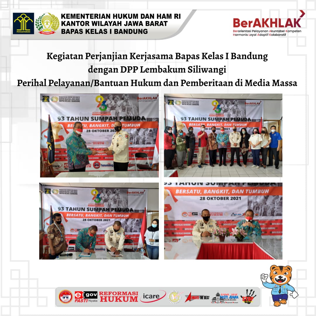 Bapas Kelas I Bandung MOU dengan LBH SILIWANGI Sebagai Pokmas Lipas Dalam Program Pembinaan Hukum dan Kemasyarakatan