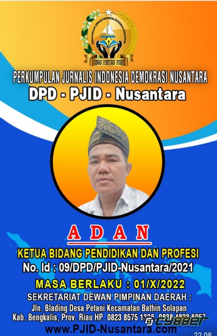 Adhan, Jurnalis Media www.CYBER88.co.id Terpilih Mewakili Media Online Dalam Rakerda PJID Nusantara