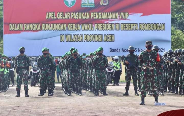 Sambut Kedatangan Wapres RI, Polda Aceh bersama TNI Gelar Apel Pasukan Pengamanan