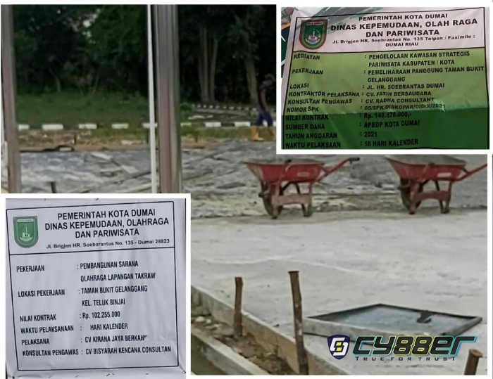 Proyek Pembangunan Sarana Olah Raga di Taman Bukit Gelanggang Dumai 2021 Diduga Asal Jadi