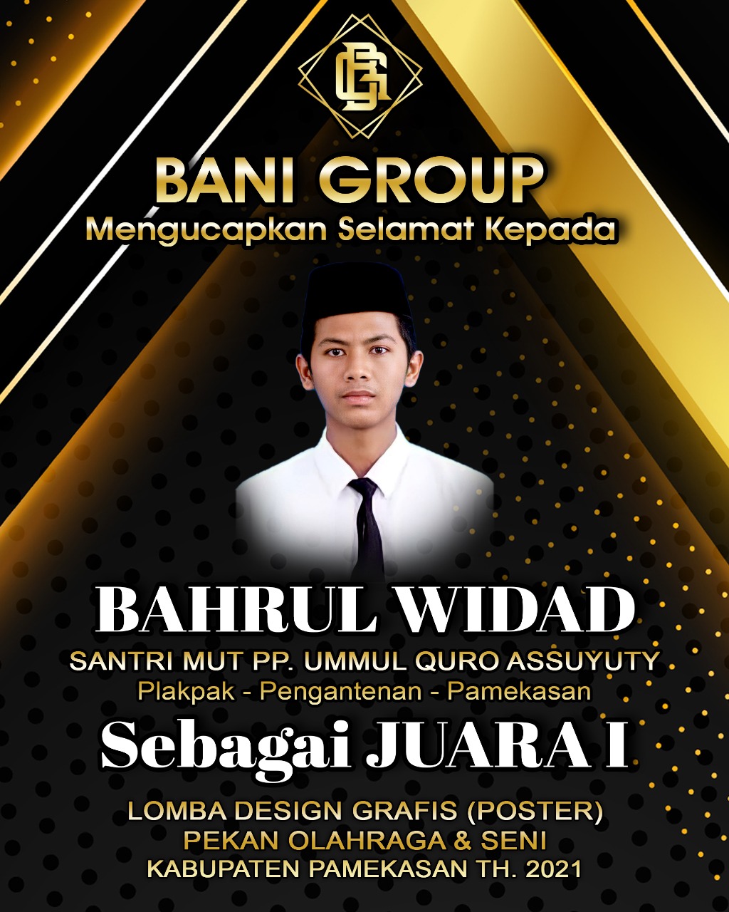 Bany Group Ucapkan Selamat Untuk Santri Ummul Quro Juara I Design Grafis Porseni 2021