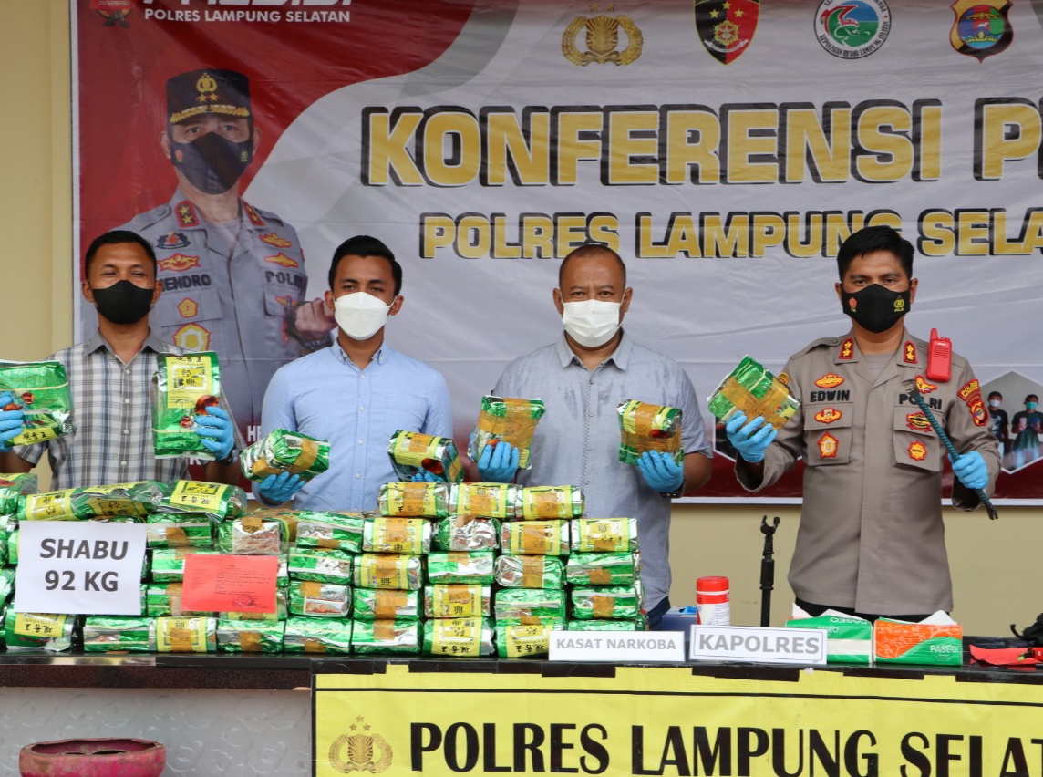 Selama Satu Bulan, Polres Lamsel Amankan 92 Kg Shabu 