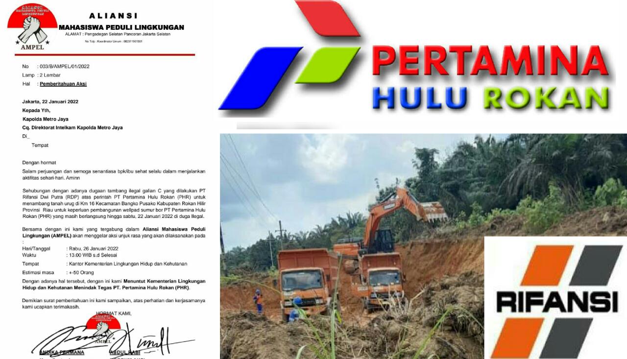 Aliansi Mahasiswa Peduli Lingkungan Tuntut PT Pertamina Hulu Rokan di Tindak Tegas