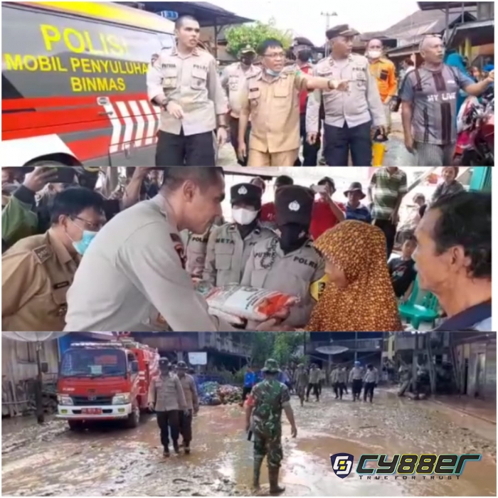 Peduli Banjir, Kapolres Empat Lawang dan Jajaran Terjun Langsung Bakti Sosial