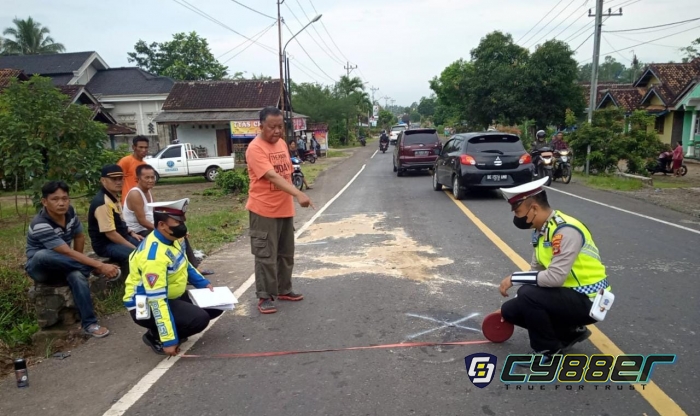 Sat Lantas Polres Tanggamus Olah TKP Kecelakaan di Jalinbar Pugung 