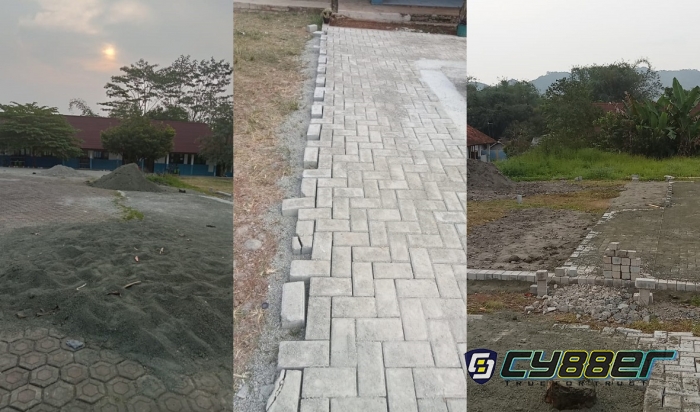Pengerjaan Proyek Pemasangan Paving Block di SMPN 3 Cipatat Terkesan Semrawut