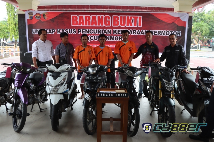 Ungkap Kasus Curanmor, Polres Inhu Gelar Konferensi Pers, 3 Tersangka Diamankan 