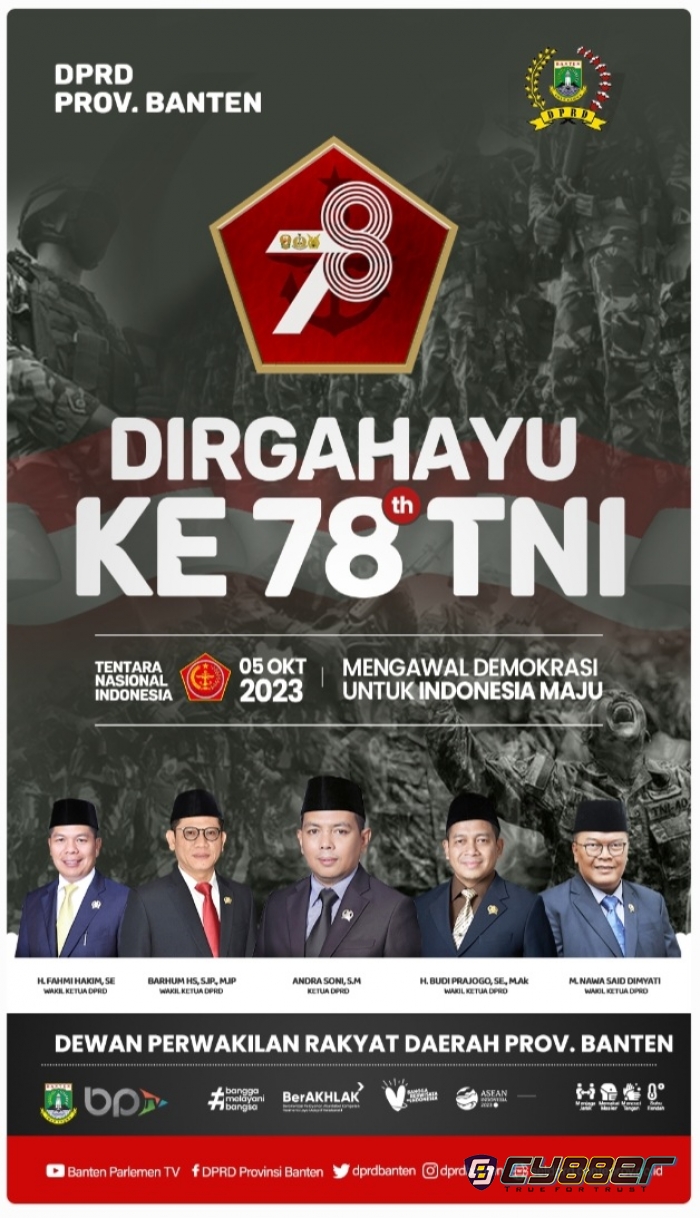 DPRD Provinsi  Banten Mengucapkan Dirgahayu TNI Ke-78 Tahun