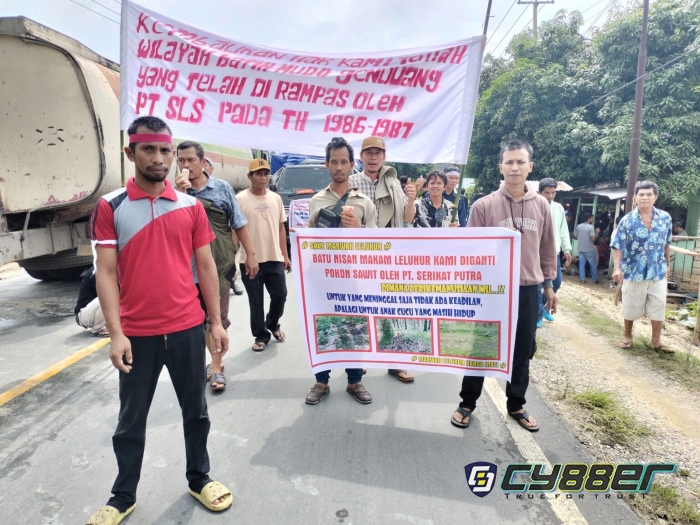Aksi Demo Ratusan Warga Perkebunan Kelapa Sawit, Akibatkan Jalintim  Sorek Macat Total