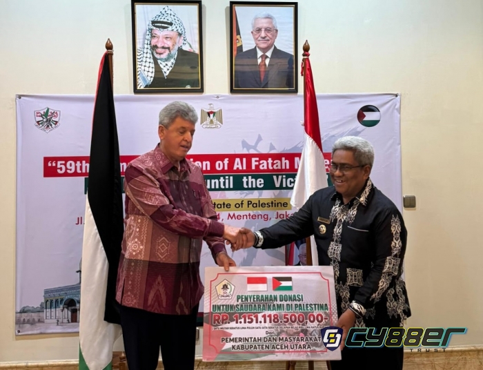 Pj Bupati Aceh Utara Serahkan Sumbangan Rp 1,15 M Melalui Dubes Palestina