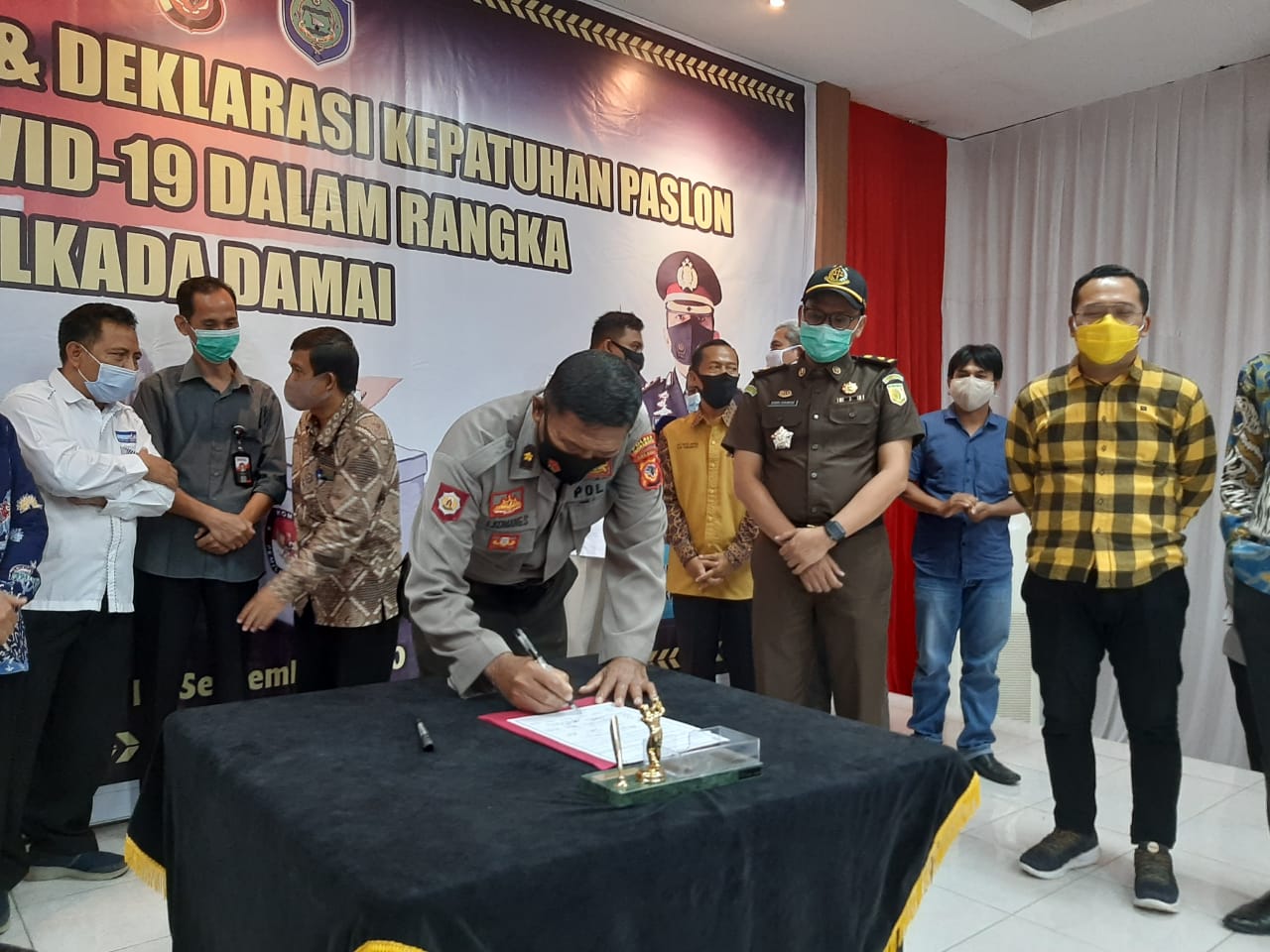 Jelang Pilkada 2020, Kapolres Indramayu Gelar Deklarasi Protokol Kesehata