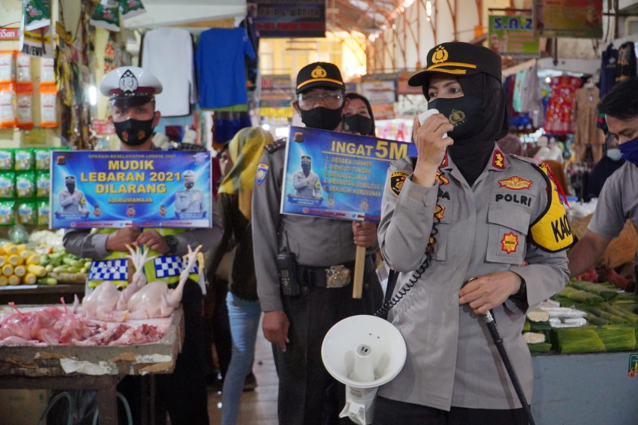 Pasca Lebaran, Kapolres Banjar Polda Jabar Kembali datangi Pasar Ingatkan Prokes