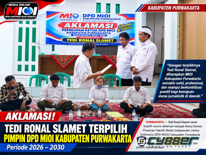 Tedi Ronal Slamet Terpilih Secara Aklamasi Pimpin DPD MIOI Purwakarta Periode 2026–2030