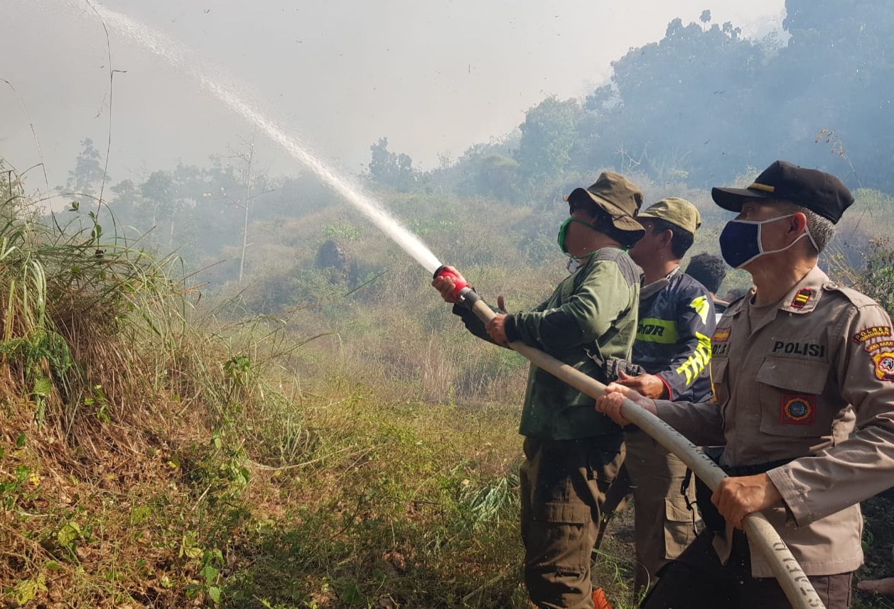 14,89 Hektare Lahan di Kawasan TNGC Ciredang Kuningan Terbakar, TNI Polri Bantu Padamkan Api