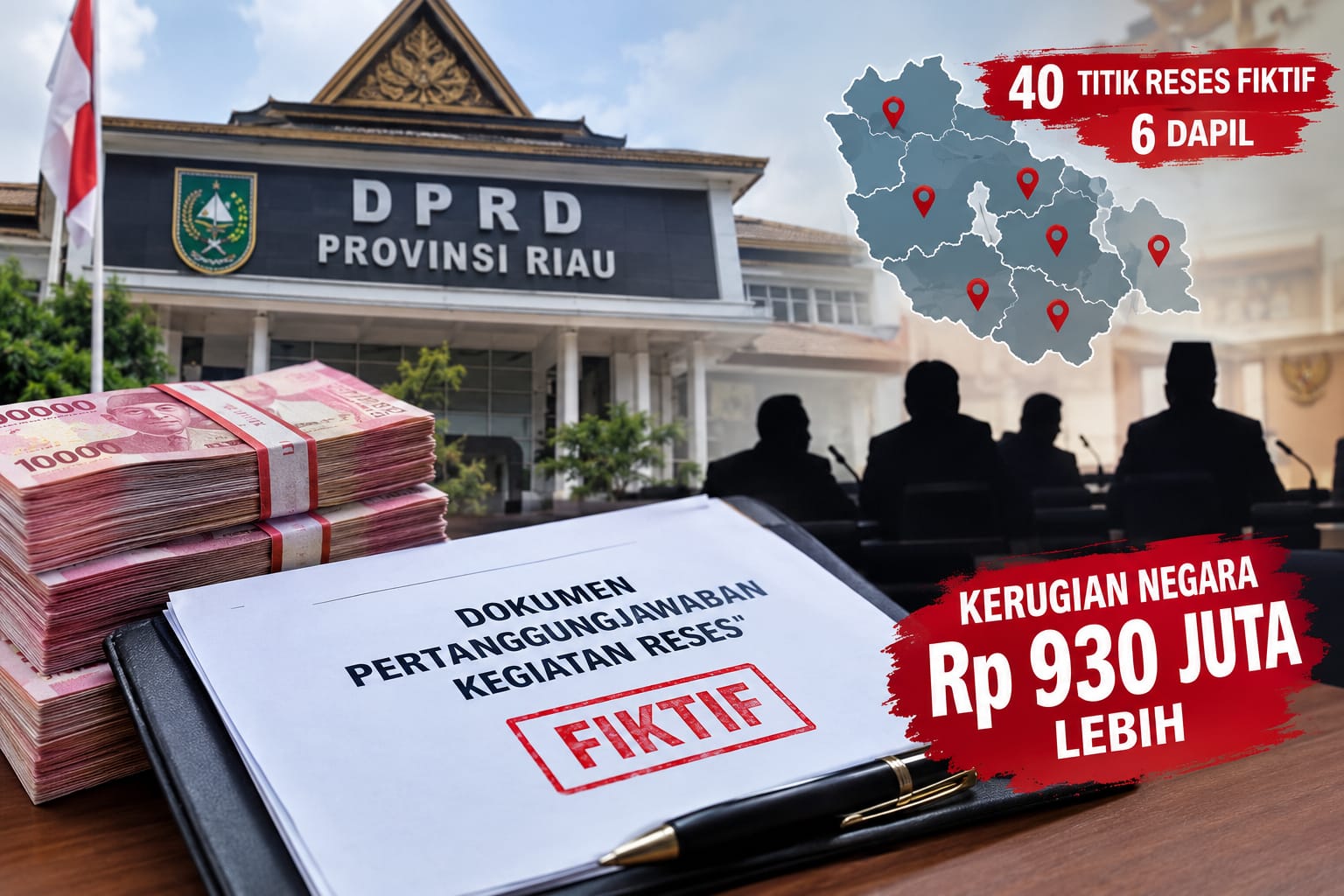 40 Titik Reses Fiktif DPRD Riau, Kerugian Negara Capai Rp930 Juta Lebih