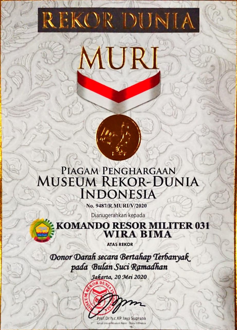 Giat Sosial Donor Darah 2.560 Kantong di Riau Pecahkan Rekor MURI