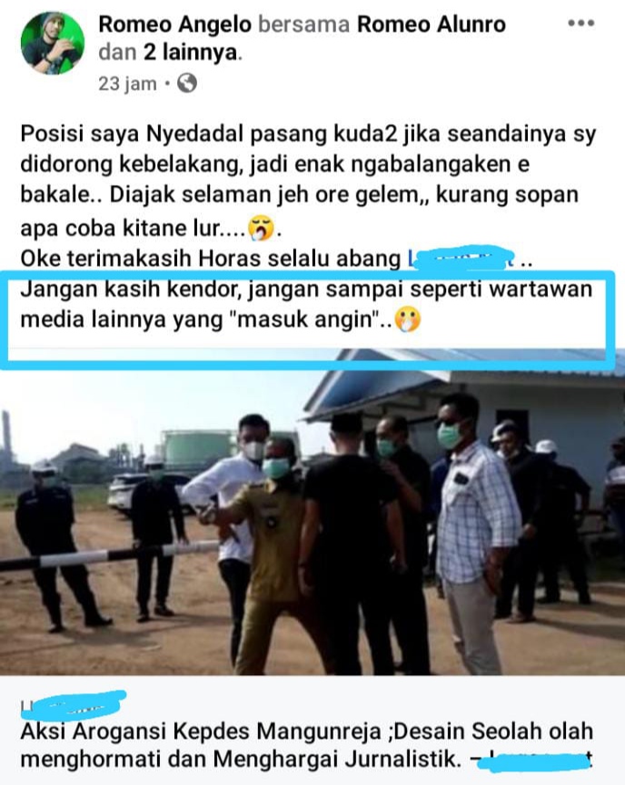 Diduga Lecehkan Profesi Wartawan, Postingan Akun Facebook Romeo Angelo Dipersoalkan
