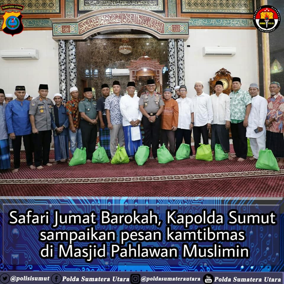 Jumat Barokah. Kapolda Sumut Irjen Pol Martuani Sormin Sampaikan Pesan Kamtibmas Jauhi Narkoba Dan Togel