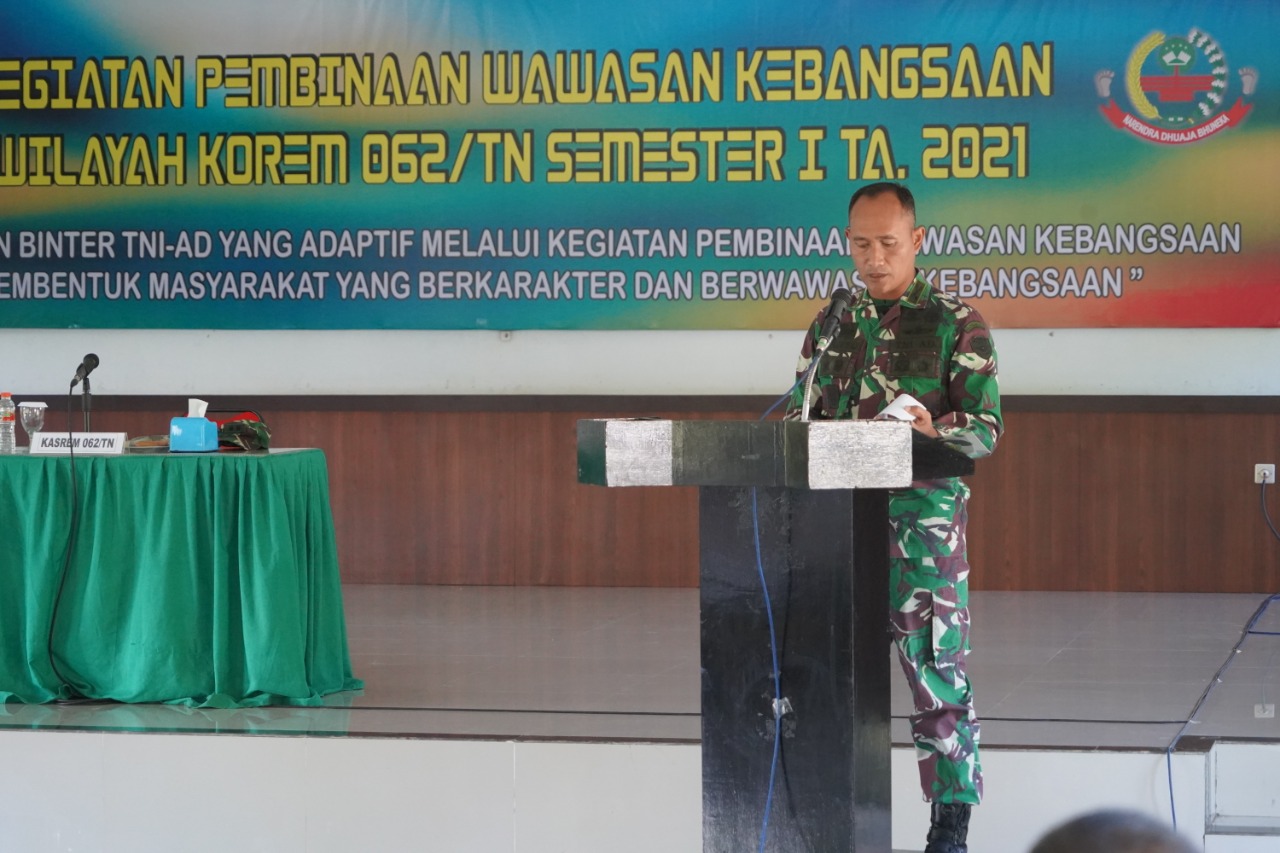 Kasrem 062/Tn Pimpin Kegiatan Binwasbang Bagi Para Pelajar SMS di Wilayah Korem 062/Tn