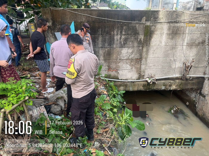 Pria Ditemukan Meninggal Dunia di Kali Samping Hotel Merpati Cilegon