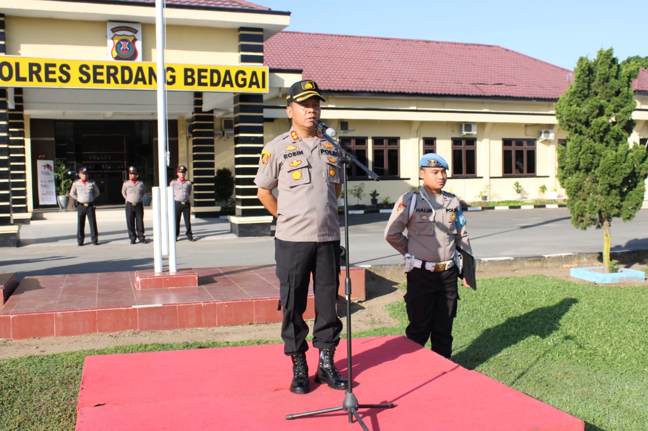 Upacara Bendera, Kapolres Sergai Tegaskan "Jangan Ada Anggota Beking Narkoba dan Judi”