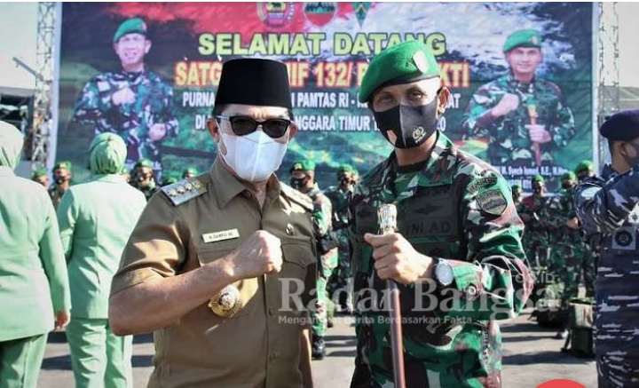 Danrem 031 Wira Bima Sambut 400 Orang Satgas Tugas Batalion, Prajurit TNI Yonif 132/BS di Pelabuhan Pelindo I Dumai