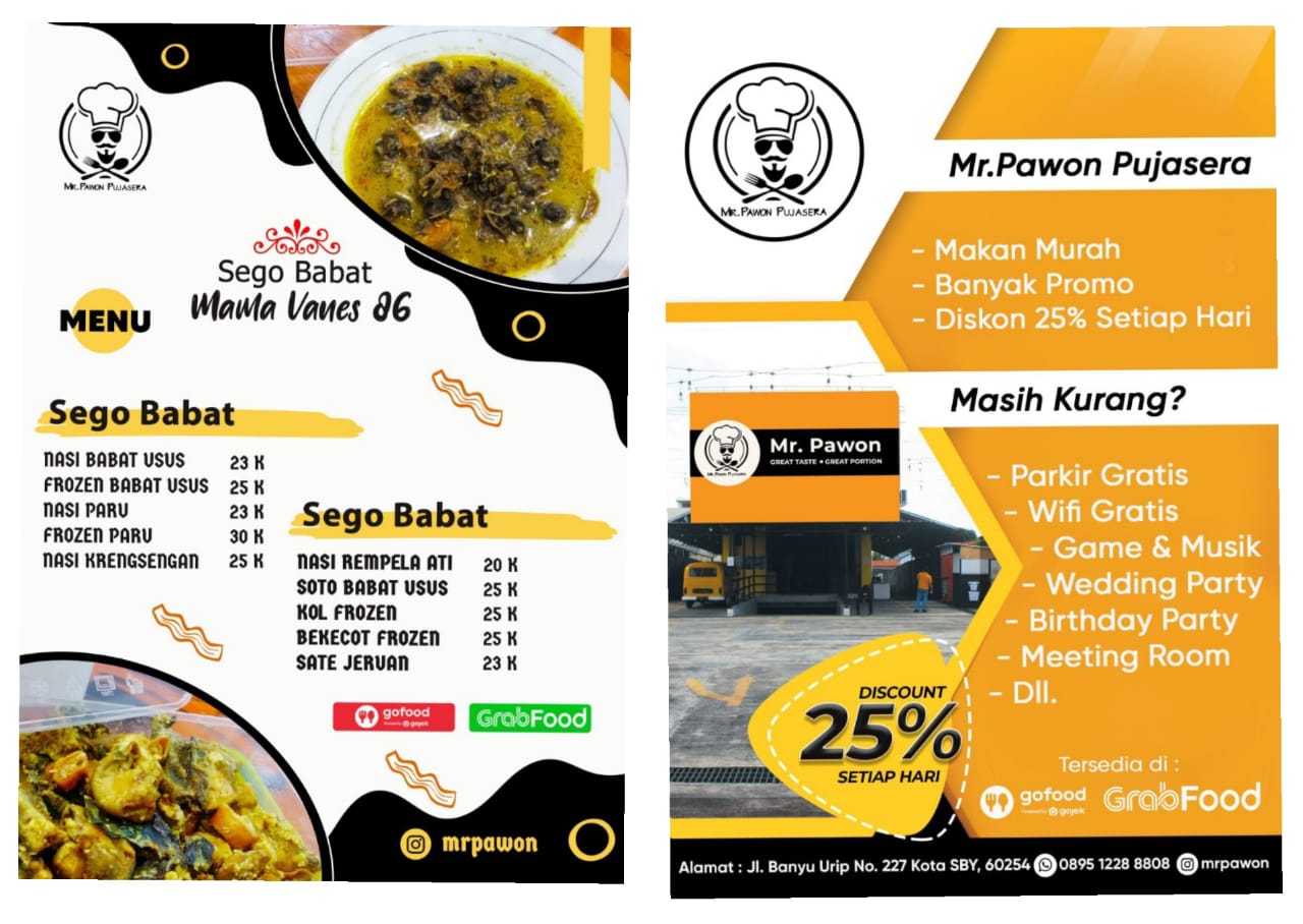 Restoran Mr. Pawon Pujasera, Sego Babat 86 Banyak Fasilitas Dan Murah