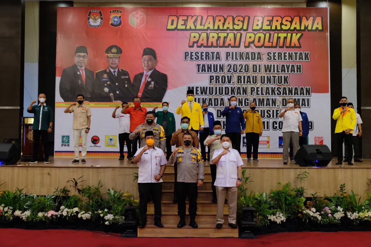 Kapolda Riau Inisiasi Deklarasi Bersama Parpol, Wujudkan Pilkada Aman Damai Ditengah Pandemi