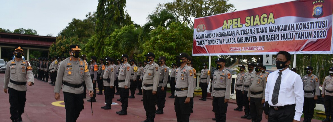 Jelang Putusan MK, Polres Inhu Gelar Apel Siaga Terkait Sengketa Pilkada Inhu 