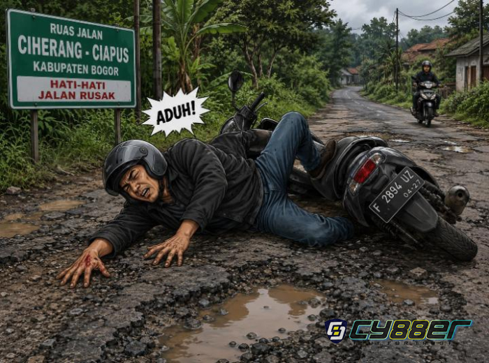 Kembbali Terjadi Kecelakaan di Jalan Raya Ciherang - Ciapus, Warga Desak Perbaikan Kerusakan