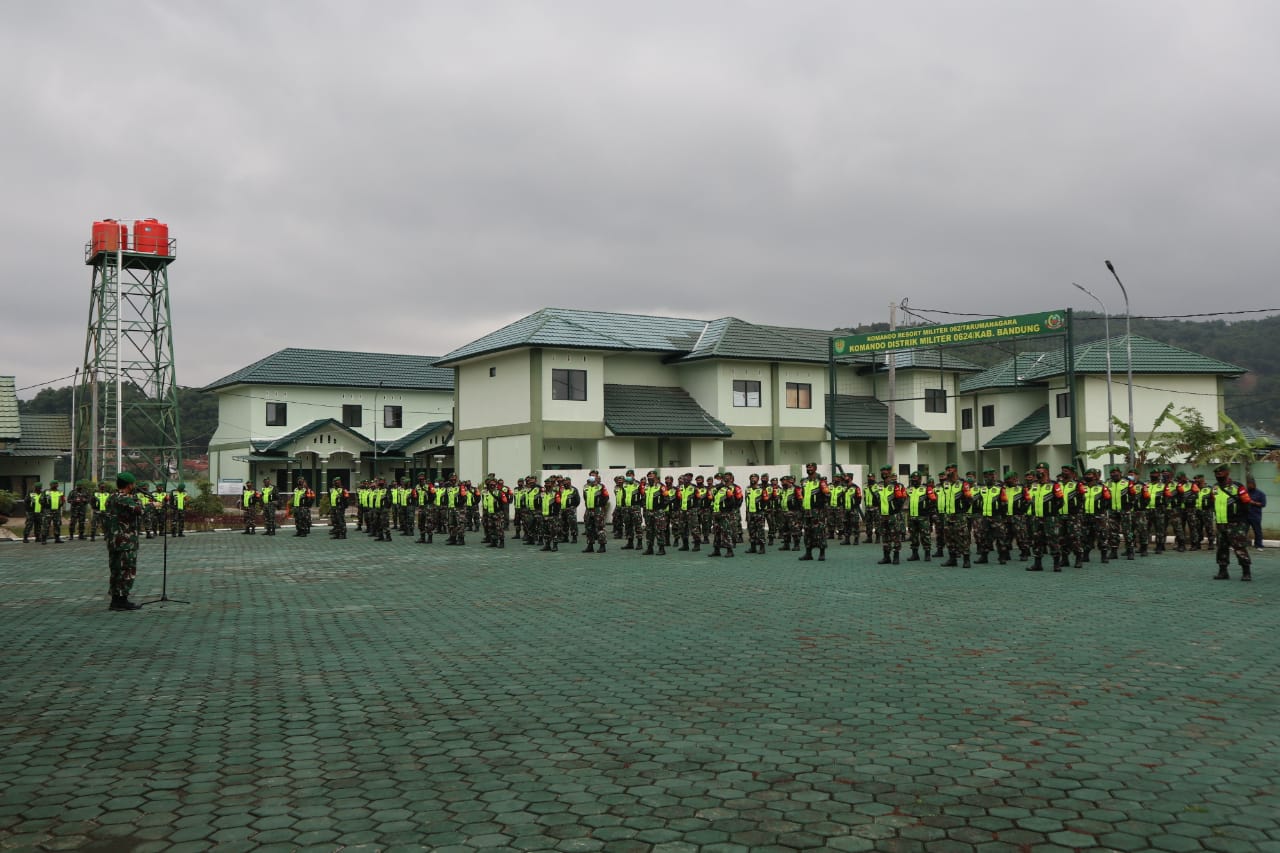 Kawal PPKM Jilid II, Kodim 0624 Kab Bandung Laksanakan Apel Gelar Pasukan