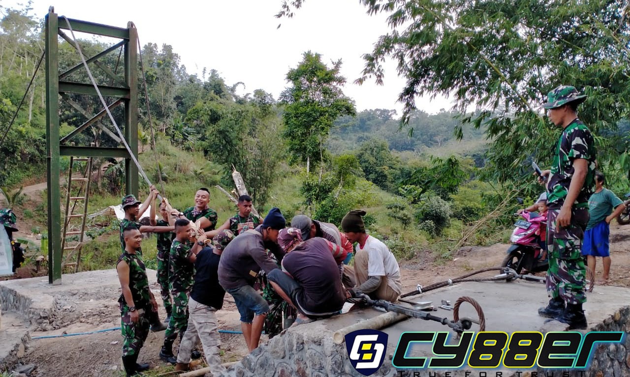 Kegiatan Ke-108 TMMD Kodim 0622 Pembangunan Jembatan Gantung Rahong Kabupaten.Sukabumi