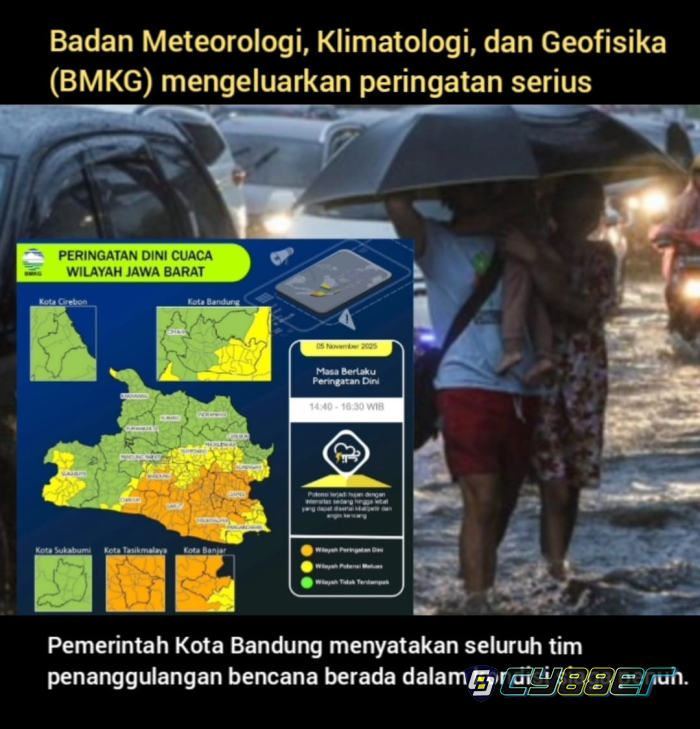 Bandung Bersiap Hadapi Amukan Langit: Hujan Lebat dan Angin Kencang Mengintai Sabtu Sore