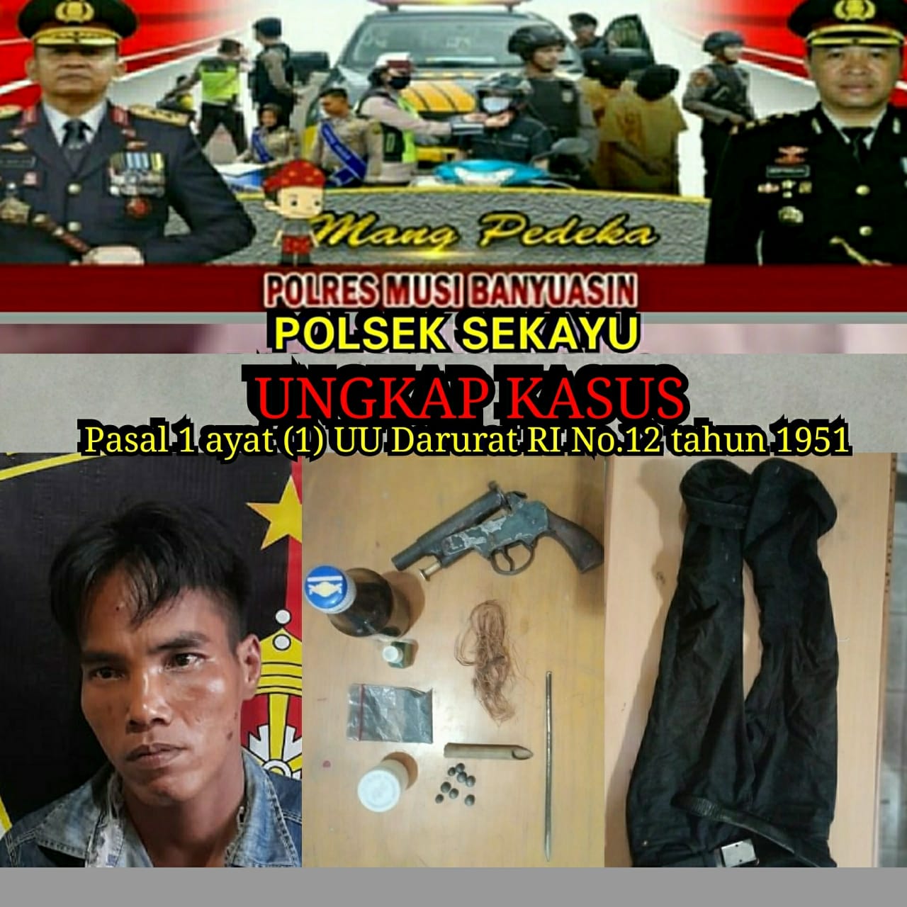 Polsek Sekayu Amankan Pelaku Diduga Bandar Sabu dan Miliki Senpi  Rakitan 