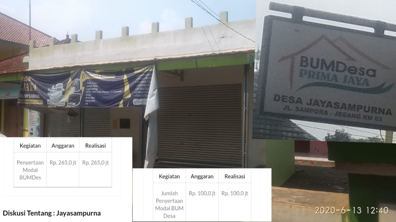 WOW !!! Penyertaan Modal BUMDes Prima Jaya Telan Anggaran 365 Juta Kurun waktu 2 Tahun