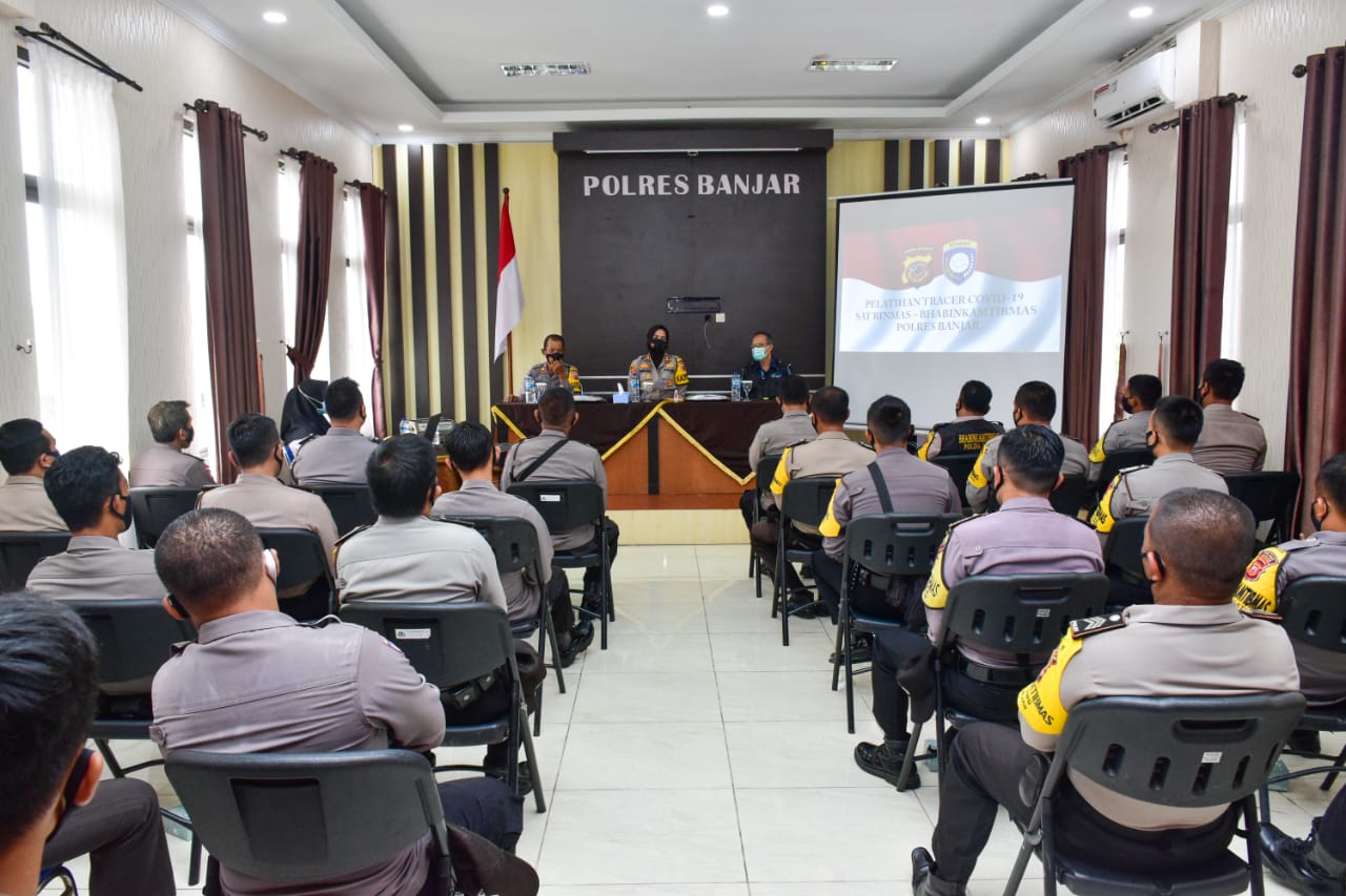 Kapolres Banjar membuka Pelatihan Tracer Covid 19 kepada Para Kanit Binmas dan Bhabinkamtibmas Jajaran Polres Banjar 