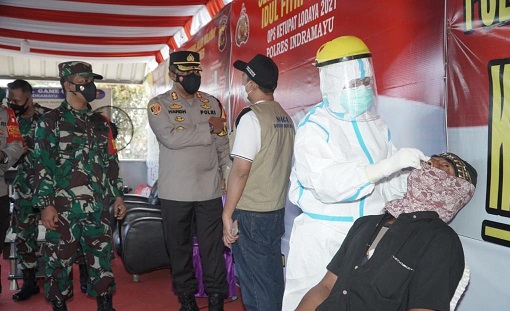 Wujud Polri Presisi, Arus Balik Operasi Ketupat Lodaya 2021 Polres Indramayu Polda Jabar Gelar Rapid Test Antigen Gratis