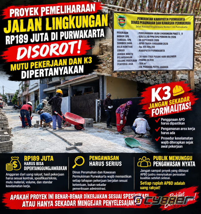 Proyek Paving Block Rp189,9 Juta di Purwakarta Disorot, Disperkim Didorong Buka Pengawasan dan Pastikan Mutu